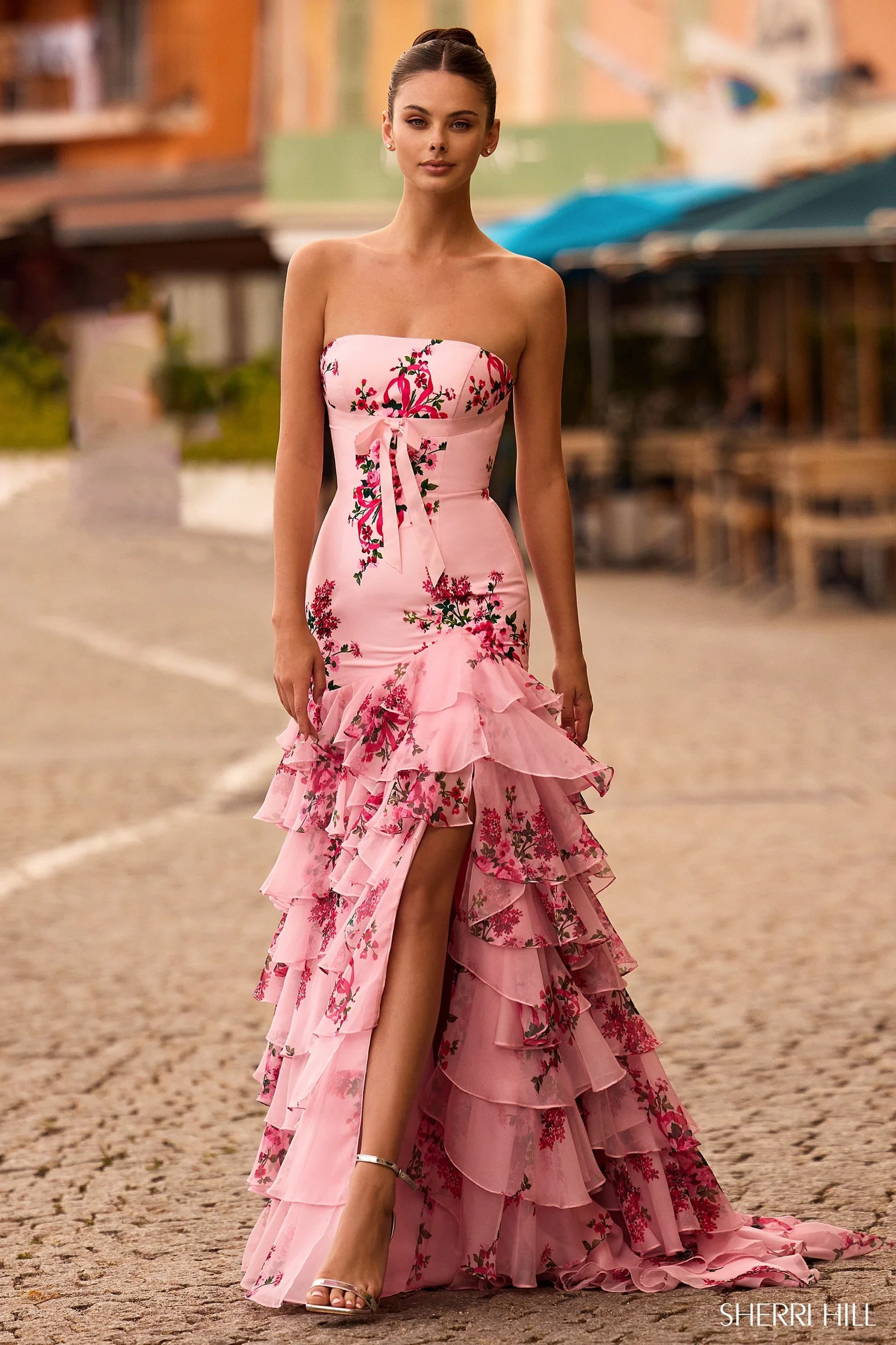 purple 15 dress Long Floral Ball Gown Glitter Quinceañera Dress by LaDivine 15702